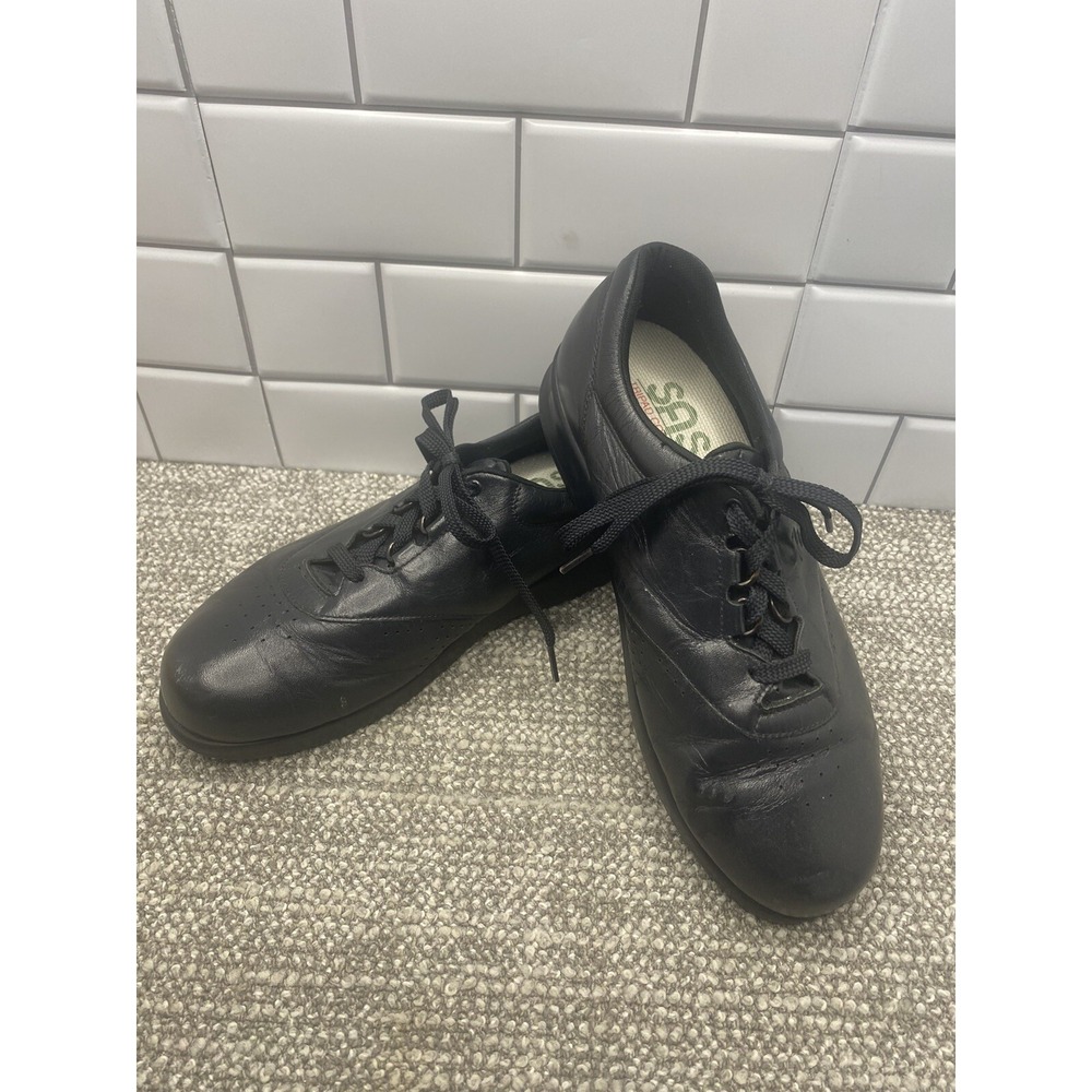 SAS Womens Black Lace Up Sz 10 Loafer Comfort Shoes Leather EUC
